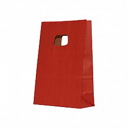 Sacosa kraft Bordeaux 14x7x21 cm mâner decupat