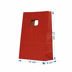 Sacosa kraft Bordeaux 14x7x21 cm mâner decupat