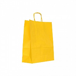 Sacosa hartie colorata GALBEN mâner rasucit 25x11x31 cm