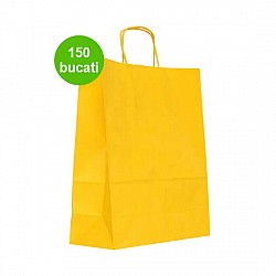 Sacosa hartie colorata GALBEN mâner rasucit 25x11x31 cm