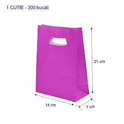 14 x 7 x 21 cm - Sacosa colorata PURPLE - mâner decupat