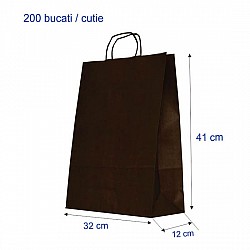 32 x 12 x41 cm - Sacosa colorata NEGRU - mâner rasucit