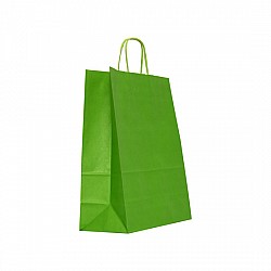 Sacosa colorata VERDE mâner rasucit, 25x11x31 cm
