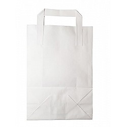 Sacosa kraft ALB mâner plat 18x9x25 cm