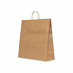 39 x 14 x 49 cm Punga hartie kraft natur cu maner tip snur, 200 buc.