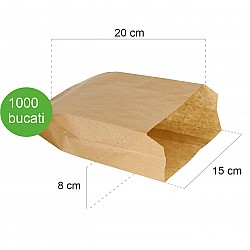 Pungă Brutărie & Covrigărie din Hârtie Kraft – 15x8x20 cm