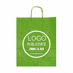 Pungă Verde Hârtie Kraft Personalizată 25x11x31 cm