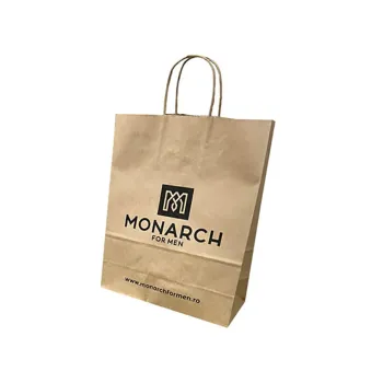 Sacoșă Hârtie Kraft Rezistent 100g/mp Personalizată 32x12x41 cm