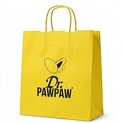 Pungă personalizată hârtie kraft galbena 25x11x31 cm