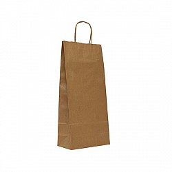 Sacoșă hârtie kraft natur cu mâner răsucit 18 x 8.5 x 38 cm