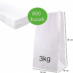 Punga hartie kraft alb 3 Kg, 16x10x36 cm