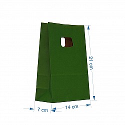 Sacosa kraft verde tuborg 14x7x21 cm 