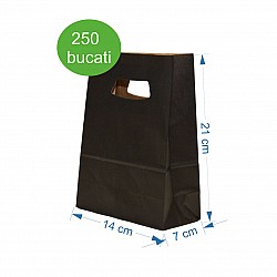 Sacosa hartie kraft neagra 14x7x21 cm