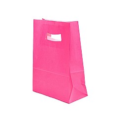 Sacosa kraft rodamine 14x7x21 cm maner decupat