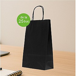 Sacosa hartie colorata NEGRU mâner rasucit 18x8.5x30 cm
