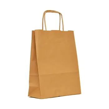Sacosa hartie kraft natur maner rasucit, 18x8x24 cm