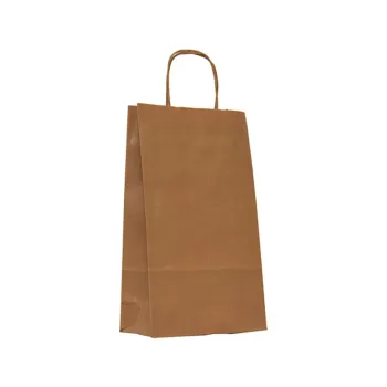 Sacosa hartie kraft natur mâner rasucit, 18x8.5x30 cm