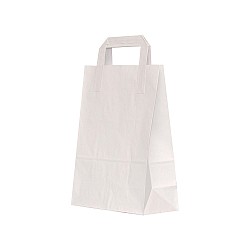 Sacosa kraft ALB mâner plat 18x9x25 cm