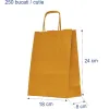 Sacosa hartie kraft natur maner rasucit, 18x8x24 cm