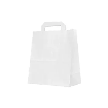 Sacosa hartie kraft alb - mâner plat, 22x11x24 cm