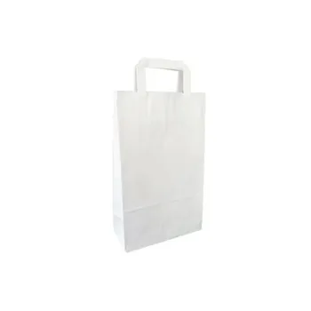 Sacosa hartie kraft alb, mâner plat, 22x11x36 cm