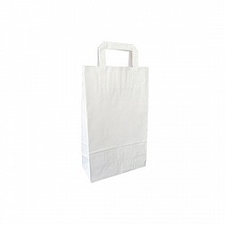22 x 11 x 36 cm - Sacosa kraft ALB - mâner plat
