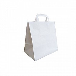 26 x 17 x 26 cm - Sacosa kraft ALB - mâner plat
