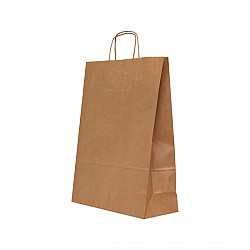 Sacosa hartie kraft natur mâner rasucit, 32x12x41cm