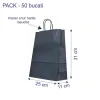 Sacosa hartie colorata albastra, mâner rasucit, 25x11x31 cm