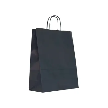 Sacosa hartie colorata albastra, mâner rasucit, 25x11x31 cm