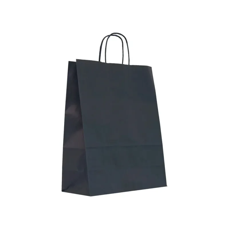 Sacosa hartie colorata albastra, mâner rasucit, 25x11x31 cm