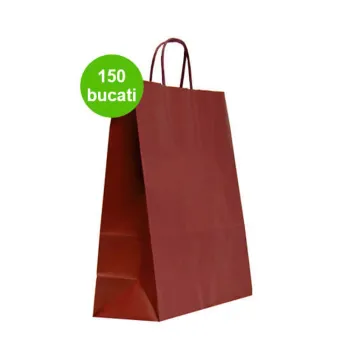 Sacosa kraft Bordeaux 25x11x31 cm mâner rasucit