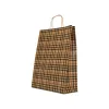 Sacosa hartie colorata carouri mâner rasucit, 25x11x31 cm