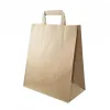 Sacosa hartie kraft natur, maner plat,  32x17x31 cm