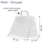 Sacosa hartie kraft alba, mâner plat, 32x21x24 cm