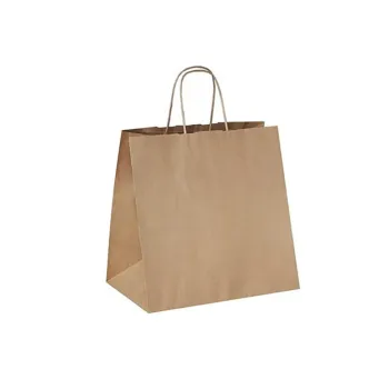 Sacose hartie kraft natur maner plat, 33x20x32 cm