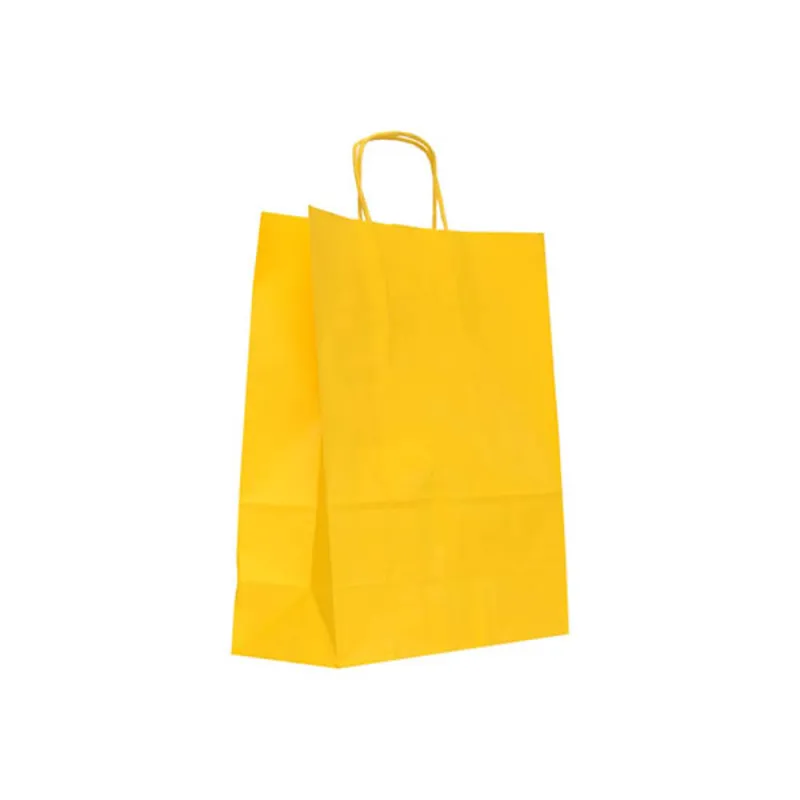 Sacosa colorata hartie galbena mâner rasucit, 25x11x31 cm