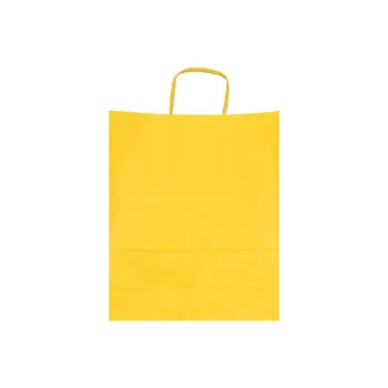 Sacosa colorata hartie galbena mâner rasucit, 25x11x31 cm