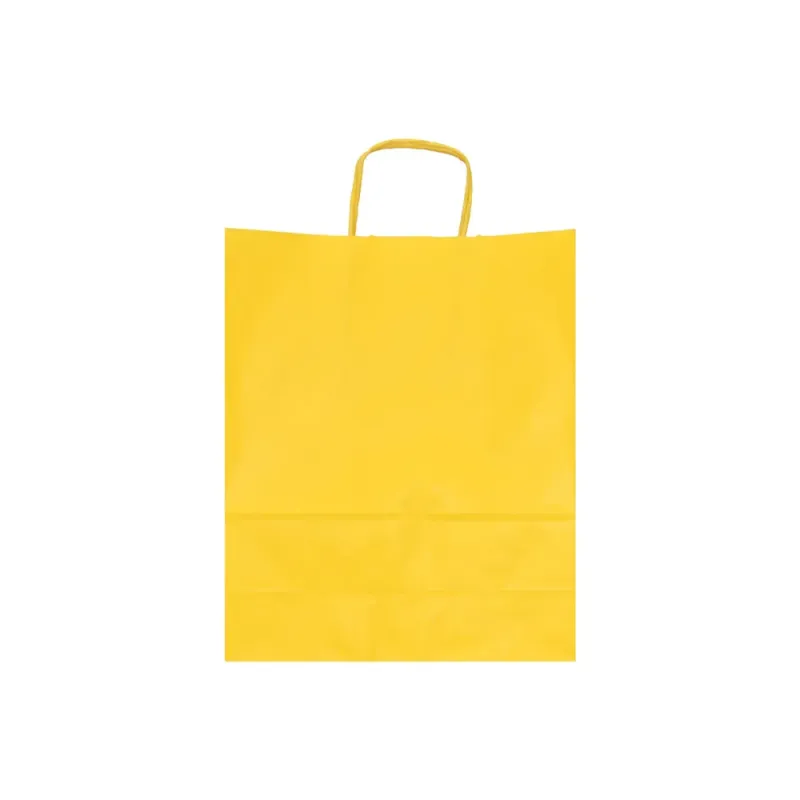 Sacosa colorata hartie galbena mâner rasucit, 25x11x31 cm
