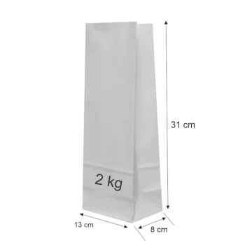 Punga hârtie kraft albă 2 Kg, 13x8x31 cm