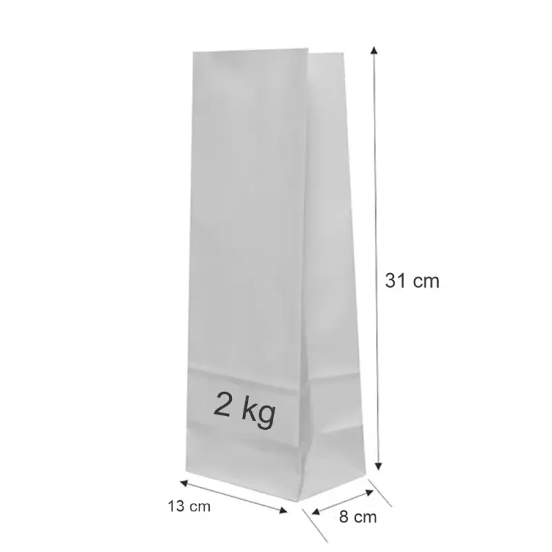 Punga hârtie kraft albă 2 Kg, 13x8x31 cm