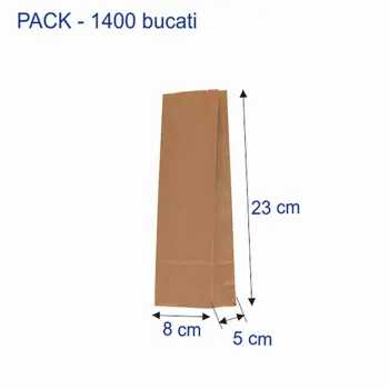 Punga hartie kraft natur 500g, 8x5x23 cm