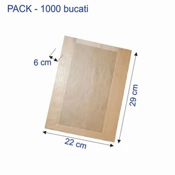 Punga hartie kraft natur cu fereastra, 22x6x29 cm