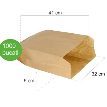 Punga hartie kraft natur, paine rotunda mare, 32x5x41 cm