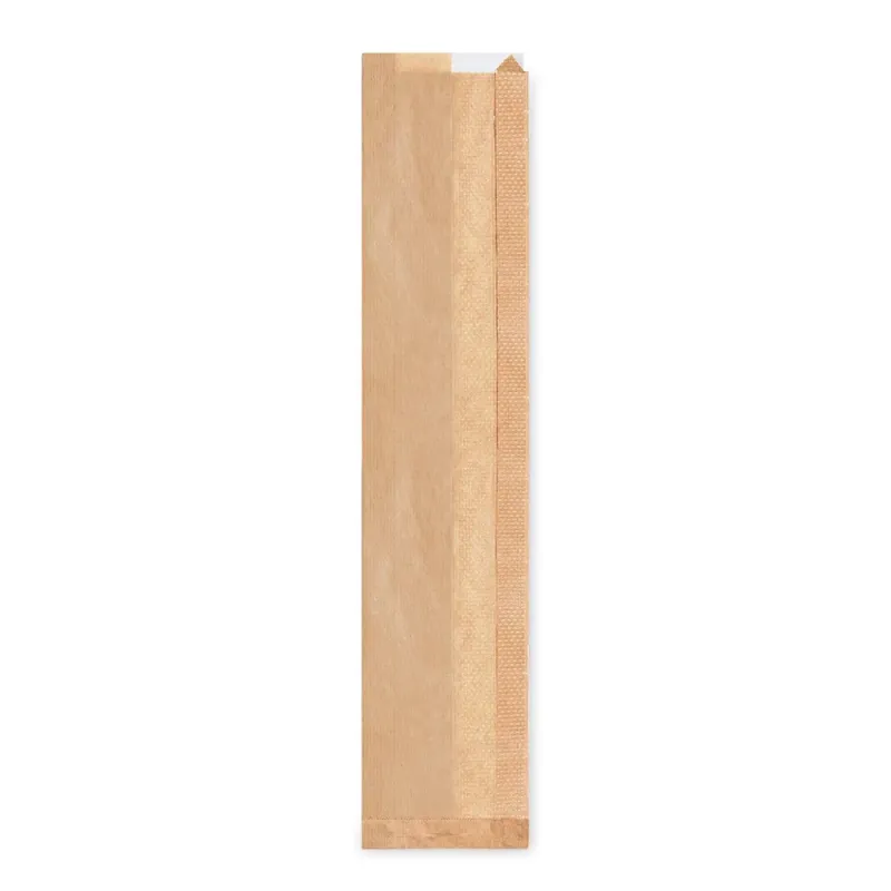 Punga hartie kraft natur cu fereastra, 12x5x65 cm