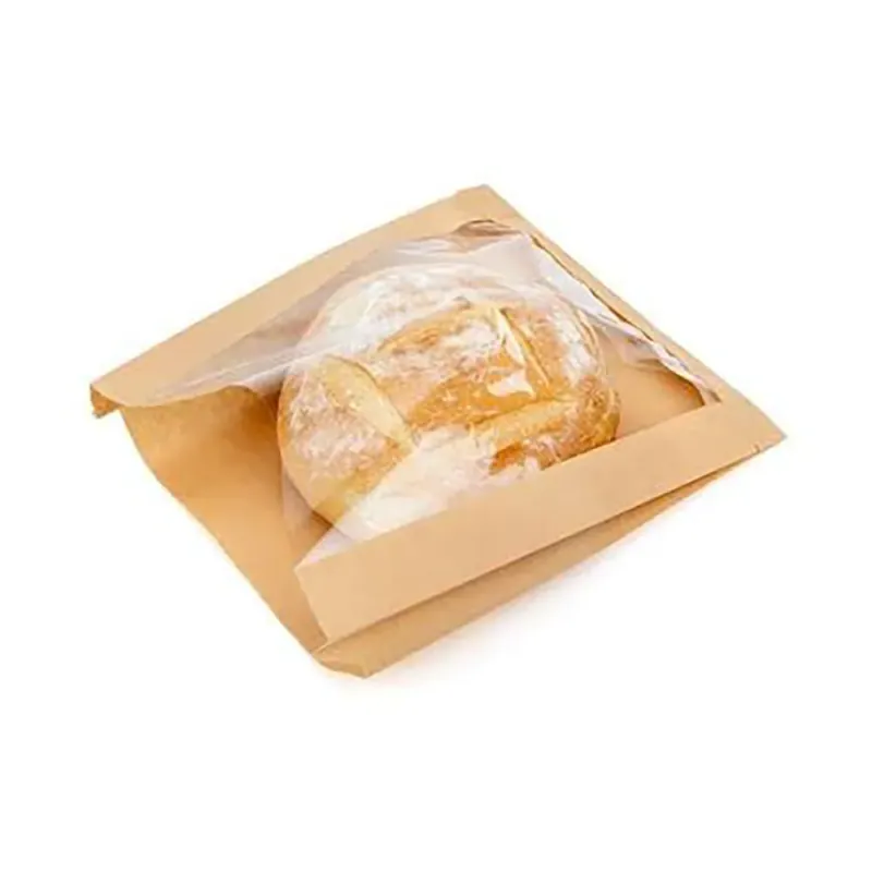 Punga hartie kraft natur cu fereastra 17x6x35+10 cm