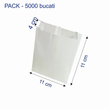 Punga hârtie kraft albă rezistenta grasimi, 11x4x11 cm