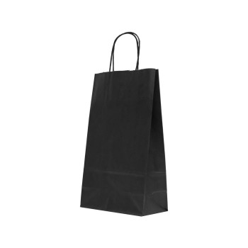 Sacosa colorata neagra mâner rasucit, 18x8.5x30 cm