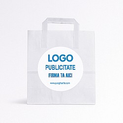 Pungă Hârtie Albă Delicată / Subțire Personalizabilă 22x11x24 cm