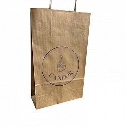 Pungă personalizată hârtie kraft natur 18x8.5x30 cm